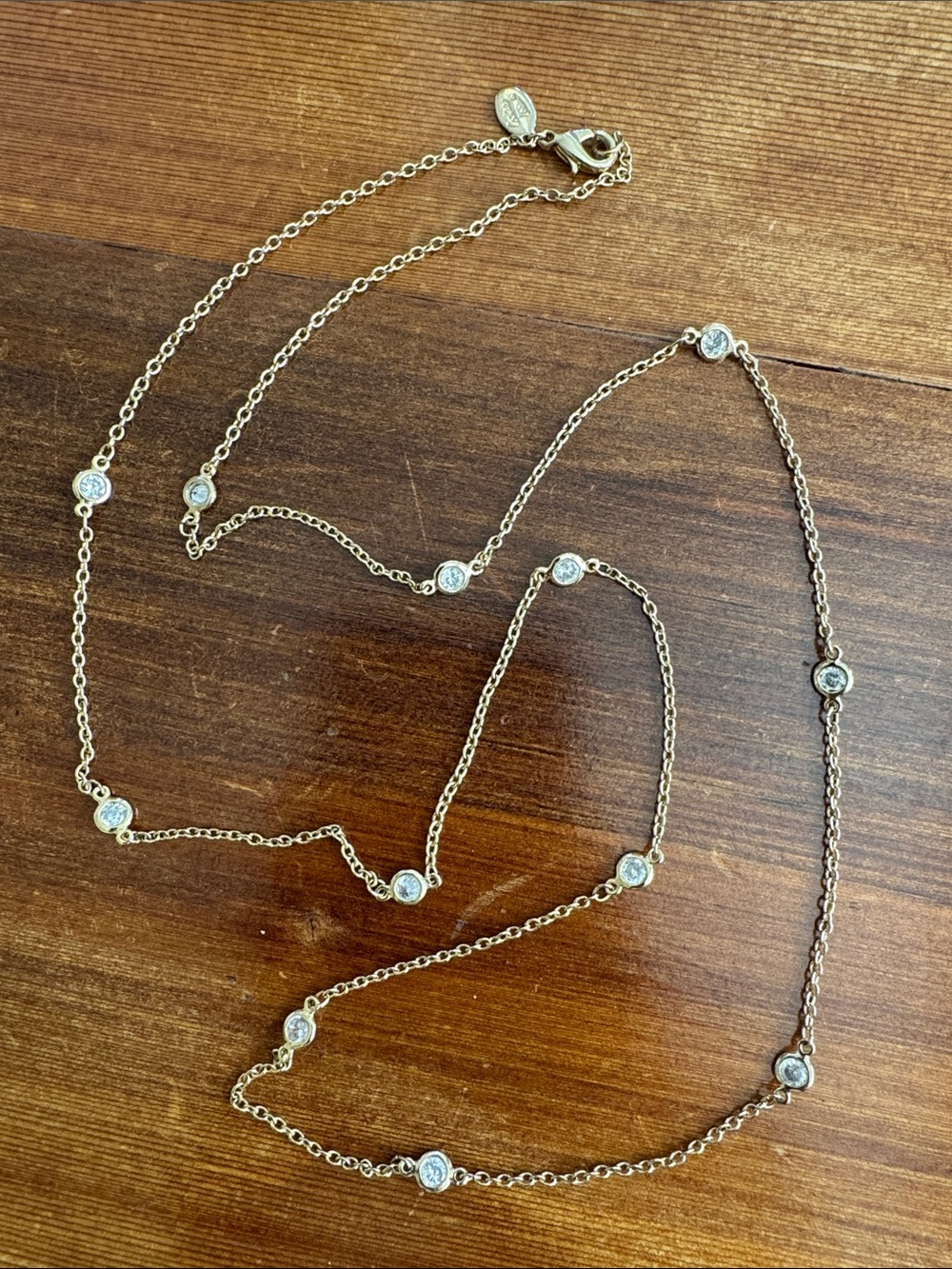 34” Delicate Gold-Color Cookie Lee Necklace with Crystal Accents